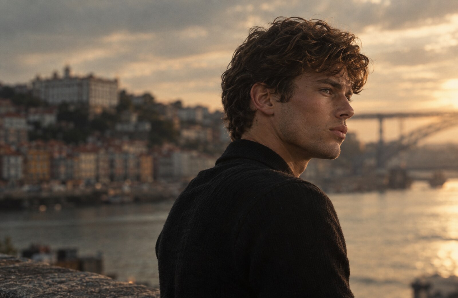 Kóme & Co: homem em ambiente urbano à beira do Douro, Porto